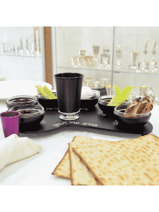 צלחת הסדר חריטה ייחודית עם קערות נשלפות, פלטת הסדר מאלומיניום